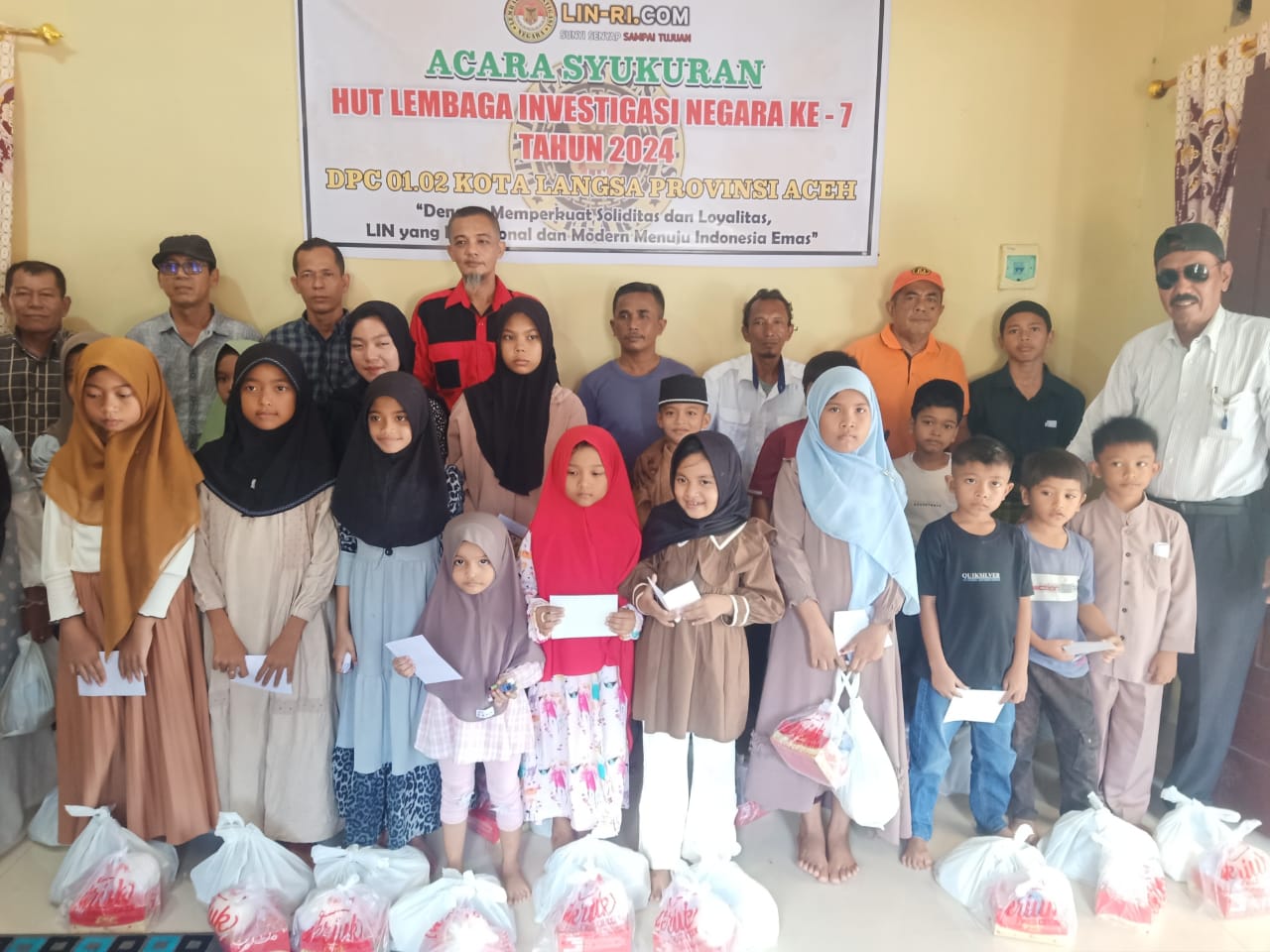 Puluhan Anak Yatim Disantuni Pada Momentum HUT Ke-7 DPC Lembaga Investigasi Negara (LIN) Kota Langsa