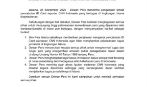 Ditanya Soal Program MBG, ID Card Media CNN Indonesia Dicabut Istana Presiden, DP Edarkan Surat Ditanya Soal Program MBG, ID Card Media CNN Indonesia Dicabut Istana Presiden, DP Edarkan Surat