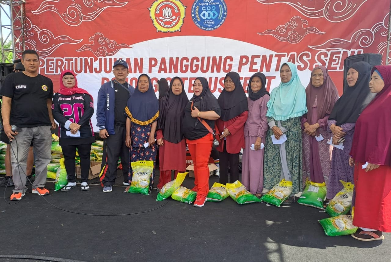 Mia Geboy Gaungkan Senam Sehat dan Berbagi Santunan Jompo,Anak Yatim, Peringatan HUT RI Ke-80 di Bojong Citepus
