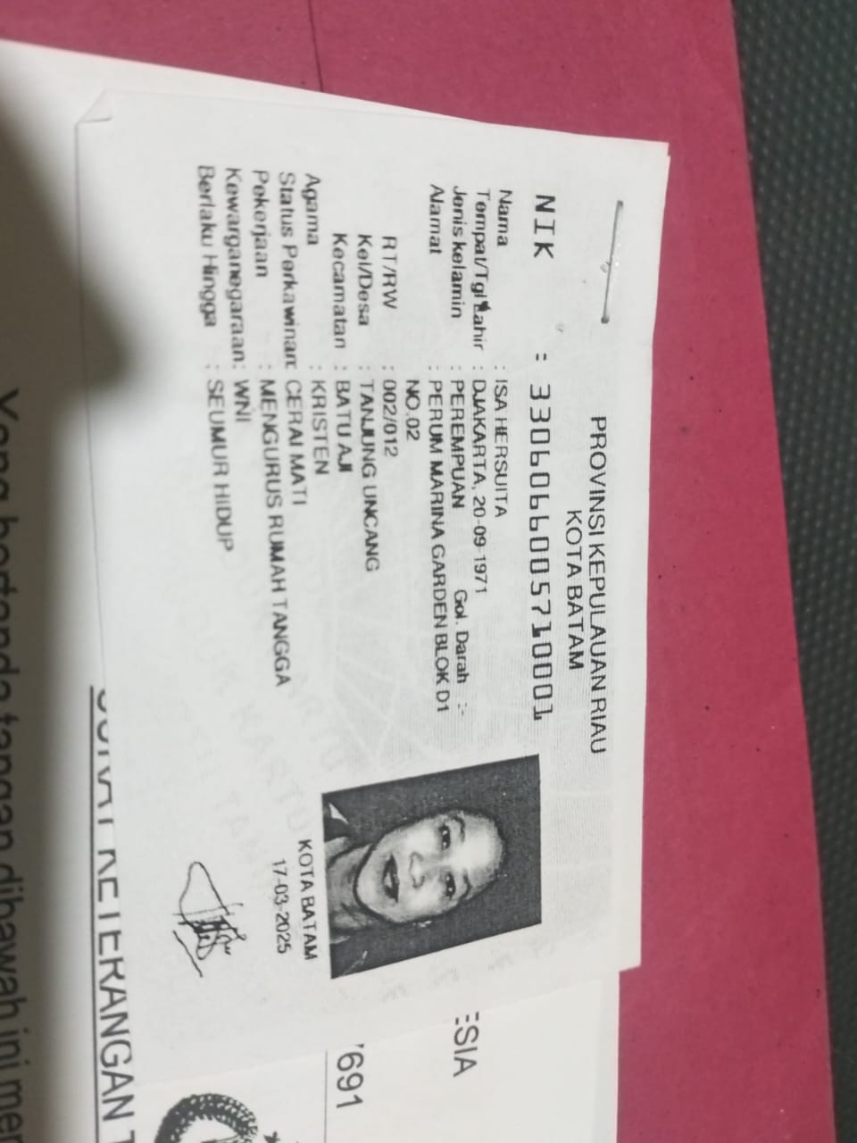Kehilangan BPKB R2 Atas Nama Isa Hersuita, BP 3273 FQ Warga Perum Marina Garden, Batu Aji Kota Batam
